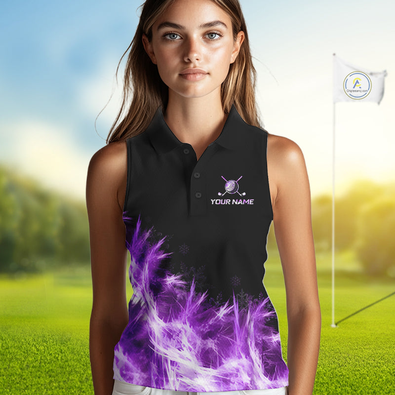 Icy Purple Light Womens Golf Sleeveless Polo Shirt Customize Golf Gifts For Men Golf Team Shirts, Golf Gifts NYN4040