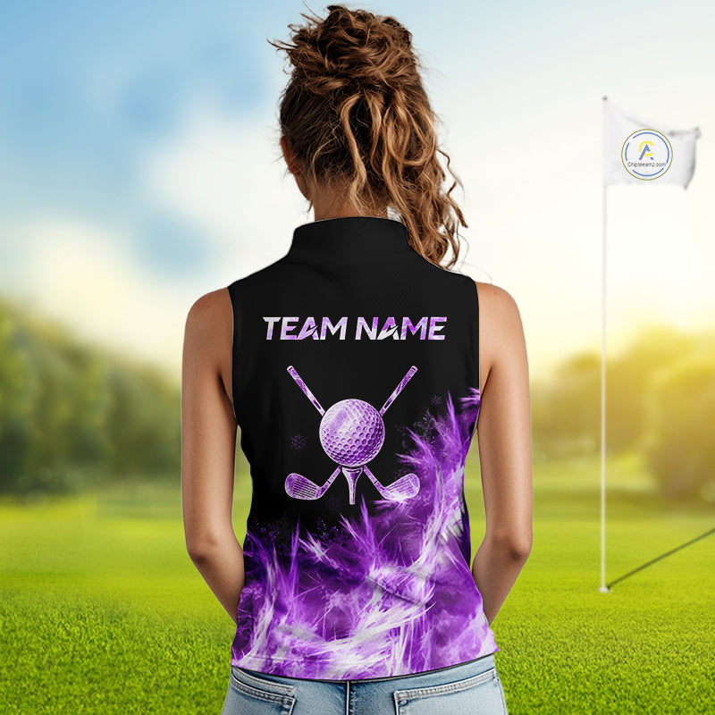 Icy Purple Light Womens Golf Sleeveless Polo Shirt Customize Golf Gifts For Men Golf Team Shirts, Golf Gifts NYN4040