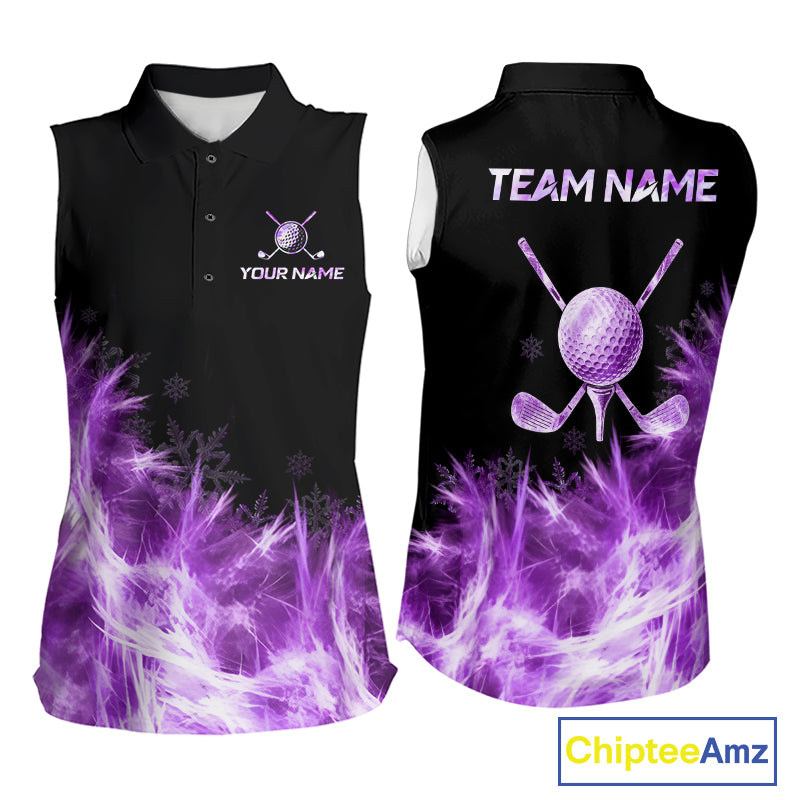 Icy Purple Light Womens Golf Sleeveless Polo Shirt Customize Golf Gifts For Men Golf Team Shirts, Golf Gifts NYN4040