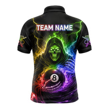 Load image into Gallery viewer, Colorful Flames Grim Reaper Holding 8 Ball Pool Men Polo &amp; 1/4-Zip Shirt Personalized Billiard Gifts NYN2663