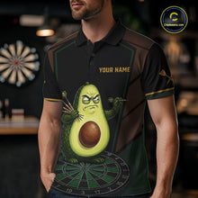 Load image into Gallery viewer, Angry Avocado Brown And Green Funny Darts Jersey For Men Custom Polo &amp; 1/4 Zip Darts Team Shirts NYN3207