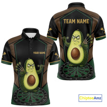 Load image into Gallery viewer, Angry Avocado Brown And Green Funny Darts Jersey For Men Custom Polo &amp; 1/4 Zip Darts Team Shirts NYN3207