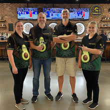Load image into Gallery viewer, Angry Avocado Brown And Green Funny Darts Jersey For Men Custom Polo &amp; 1/4 Zip Darts Team Shirts NYN3207