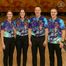Load image into Gallery viewer, Funny Raccoon Neon Colorful Bowling Polo Quarter-Zip Shirt For Women Custom Bowling Tournament Jersey NYN3747