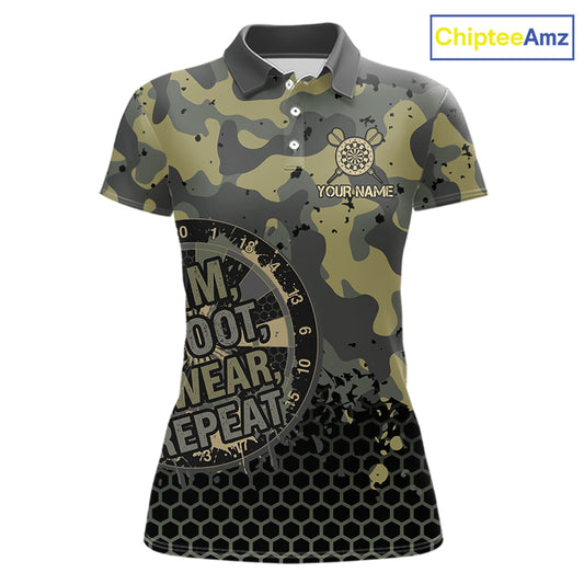 Custom Dart Shirt For Women Green Camo Aim Shoot Swear Repeat Jersey Personalized Darts Player Gift NYN4423