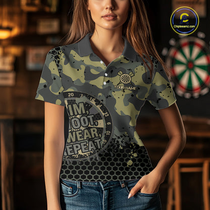 Custom Dart Shirt For Women Green Camo Aim Shoot Swear Repeat Jersey Personalized Darts Player Gift NYN4423