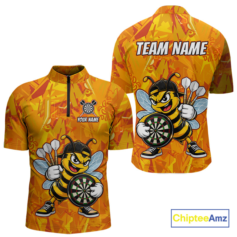 Personalized Funny Bee Darts Polo & 1/4-Zip Shirt For Men Custom Bee Dart Team Dart Jerseys NYN4438