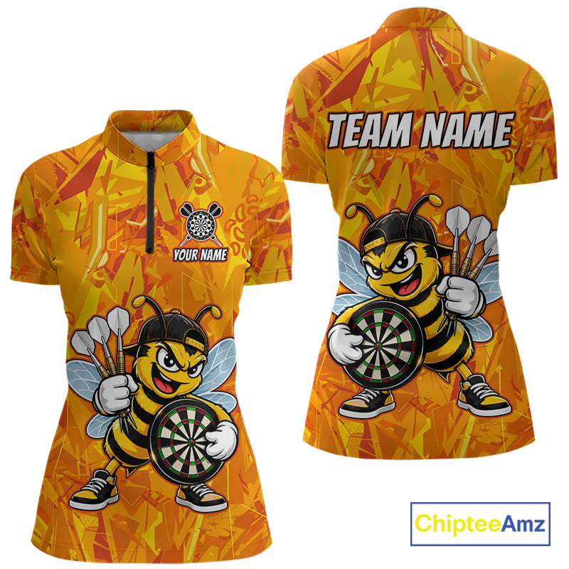Personalized Funny Bee Darts Polo & 1/4-Zip Shirt For Women Custom Bee Dart Team Dart Jerseys NYN4438
