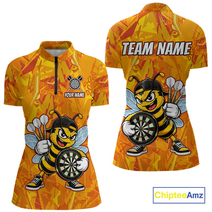 Personalized Funny Bee Darts Polo & 1/4-Zip Shirt For Women Custom Bee Dart Team Dart Jerseys NYN4438