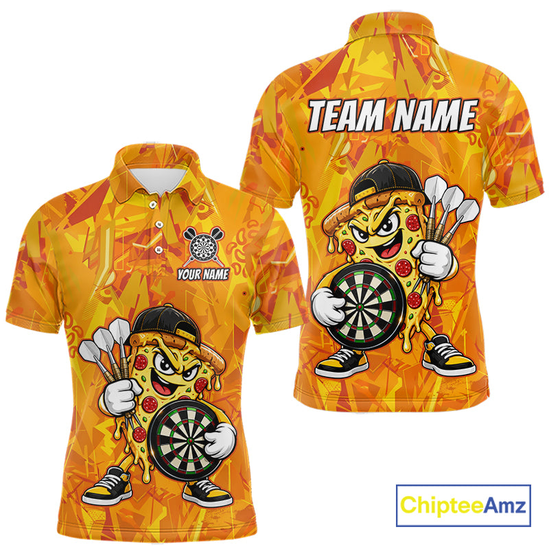Personalized Funny Pizza Darts Polo & 1/4-Zip Shirt For Men Custom Sliced Pizza Dart Team Dart Jerseys NYN4439