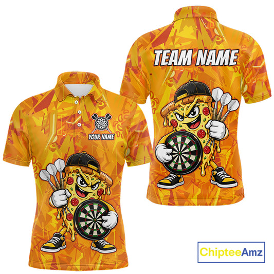 Personalized Funny Pizza Darts Polo & 1/4-Zip Shirt For Men Custom Sliced Pizza Dart Team Dart Jerseys NYN4439