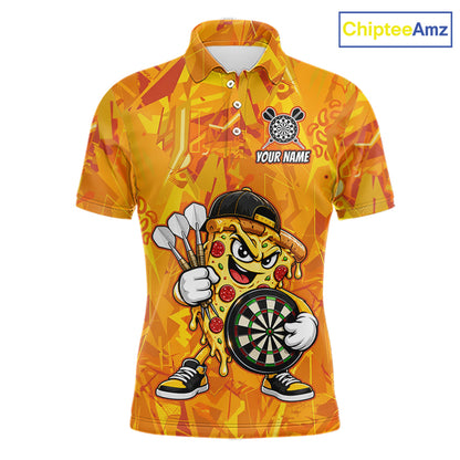 Personalized Funny Pizza Darts Polo & 1/4-Zip Shirt For Men Custom Sliced Pizza Dart Team Dart Jerseys NYN4439