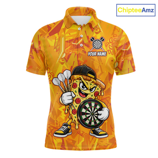 Personalized Funny Pizza Darts Polo & 1/4-Zip Shirt For Men Custom Sliced Pizza Dart Team Dart Jerseys NYN4439