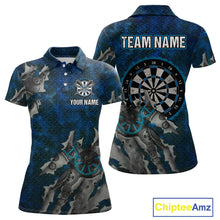 Load image into Gallery viewer, Grunge Dartboard Tear Women&#39;s Darts Shirt Polo Jersey Custom Name For Players NYN0736