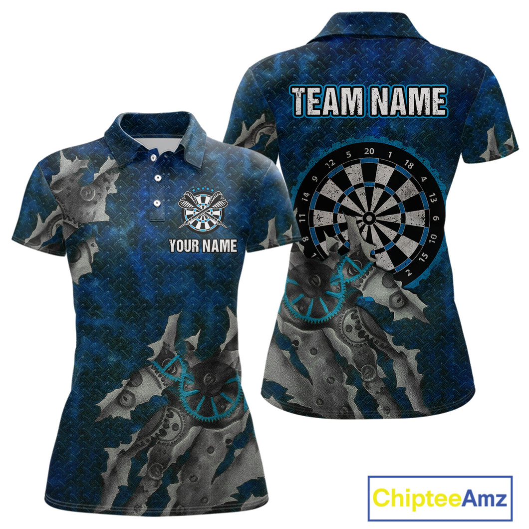 Grunge Dartboard Tear Women's Darts Shirt Polo Jersey Custom Name For Players NYN0736