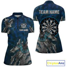 Load image into Gallery viewer, Grunge Dartboard Tear Women's Darts Shirt Quarter-Zip Jersey Custom Name For Players NYN0736