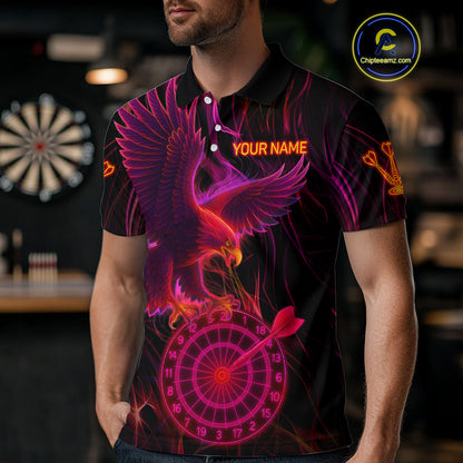 Purple Neon Eagle Dartboard Custom Darts Polo Shirt For Men - Darts Team Jersey NYN0741