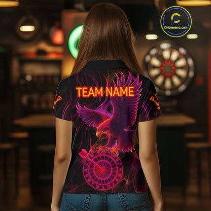 Purple Neon Eagle Dartboard Custom Darts Polo Shirt For Women - Darts Team Jersey NYN0741