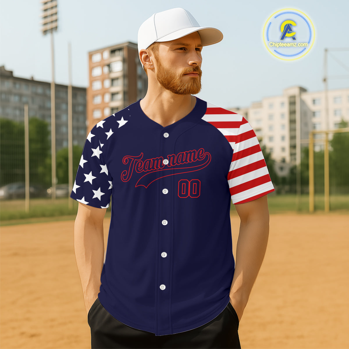 Custom Red And Blue Baseball Shirt For Men Personalized Youth Patriotic Baseball Jersey NYN1381