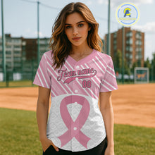 Load image into Gallery viewer, Custom White-Pink Ribbon Baseball Jerseys For Women Breast Cancer Awareness Baseball Shirt NYN1384