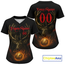 Load image into Gallery viewer, Custom Black And Red Deer Flames Baseball Ball Jerseys For Women Baseball Team Jerseys NYN1396