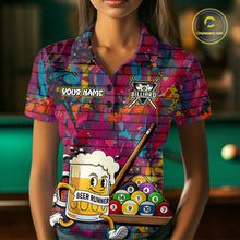 Load image into Gallery viewer, Funny Beer Play Pool 8 Ball Women's Billiard Team Shirt Custom Colorful Splatter Billiard Attire NYN2476