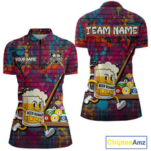 Load image into Gallery viewer, Funny Beer Play Pool 8 Ball Women's Billiard Team Shirt Custom Colorful Splatter Billiard Attire NYN2476