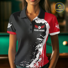 Load image into Gallery viewer, Funny Rooster Play Pool 8 Ball Women's Billiard Shirt Custom Billiard Polo &amp; 1/4 Zip Attire|Red NYN2478