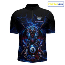 Load image into Gallery viewer, Custom Dragon Roses 8 Ball Billiard Pool Shirt For Men Thunder Blue Red Skull Team Billiard Jersey NYN3068