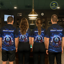 Load image into Gallery viewer, Custom Dragon Roses 8 Ball Billiard Pool Shirt For Men Thunder Blue Red Skull Team Billiard Jersey NYN3068