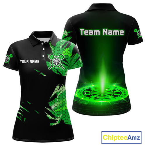 Custom Women's Darts Jersey Green Lightning Dartboard With Halftone Pattern NYN0276