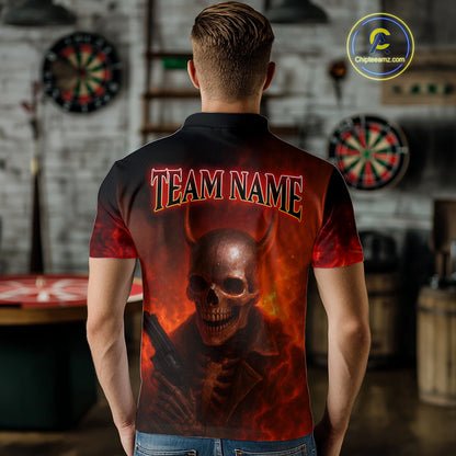 Flame Dartboard & Skull Flaming Darts Shirt For Men - Custom Dart Player Uniform NYN0529