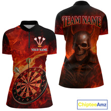 Load image into Gallery viewer, Flame Dartboard &amp; Skull Flaming Darts Shirt For Men - Custom Dart Player Uniform NYN0529