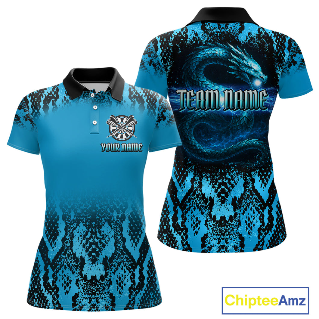 Lightning Navy Cobra & Snake-Skin Darts Shirt For Women - Custom Dart Player Jersey NYN0532