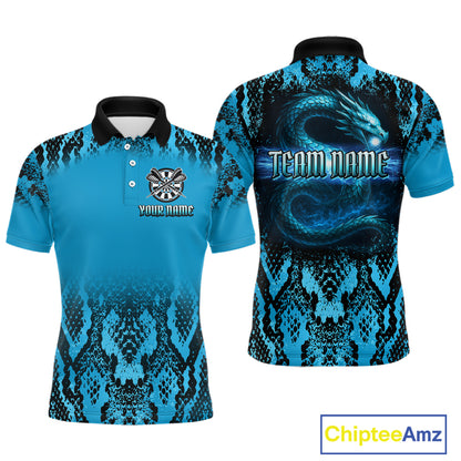 Lightning Navy Cobra & Snake-Skin Darts Shirt For Men - Custom Dart Player Jersey NYN0532