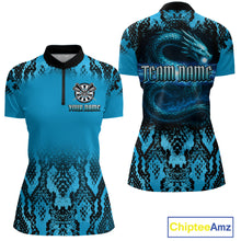 Load image into Gallery viewer, Lightning Navy Cobra &amp; Snake-Skin Darts Shirt For Women - Custom Dart Player Jersey NYN0532