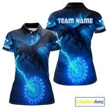 Load image into Gallery viewer, Custom Dragon Lightning Blue Dartboard Dart Team Shirt For Women, Outfits Dart Jerseys NYN1071