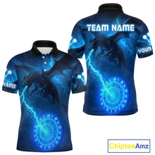 Load image into Gallery viewer, Custom Dragon Lightning Blue Dartboard Dart Team Shirt For Men, Outfits Dart Jerseys NYN1071