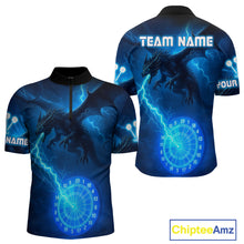 Load image into Gallery viewer, Custom Dragon Lightning Blue Dartboard Dart Team Shirt For Men, Outfits Dart Jerseys NYN1071