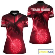 Load image into Gallery viewer, Custom Dragon Lightning Red Dartboard Dart Team Shirt For Women, Outfits Dart Jerseys NYN1072