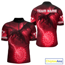 Load image into Gallery viewer, Custom Dragon Lightning Red Dartboard Dart Team Shirt For Men, Outfits Dart Jerseys NYN1072