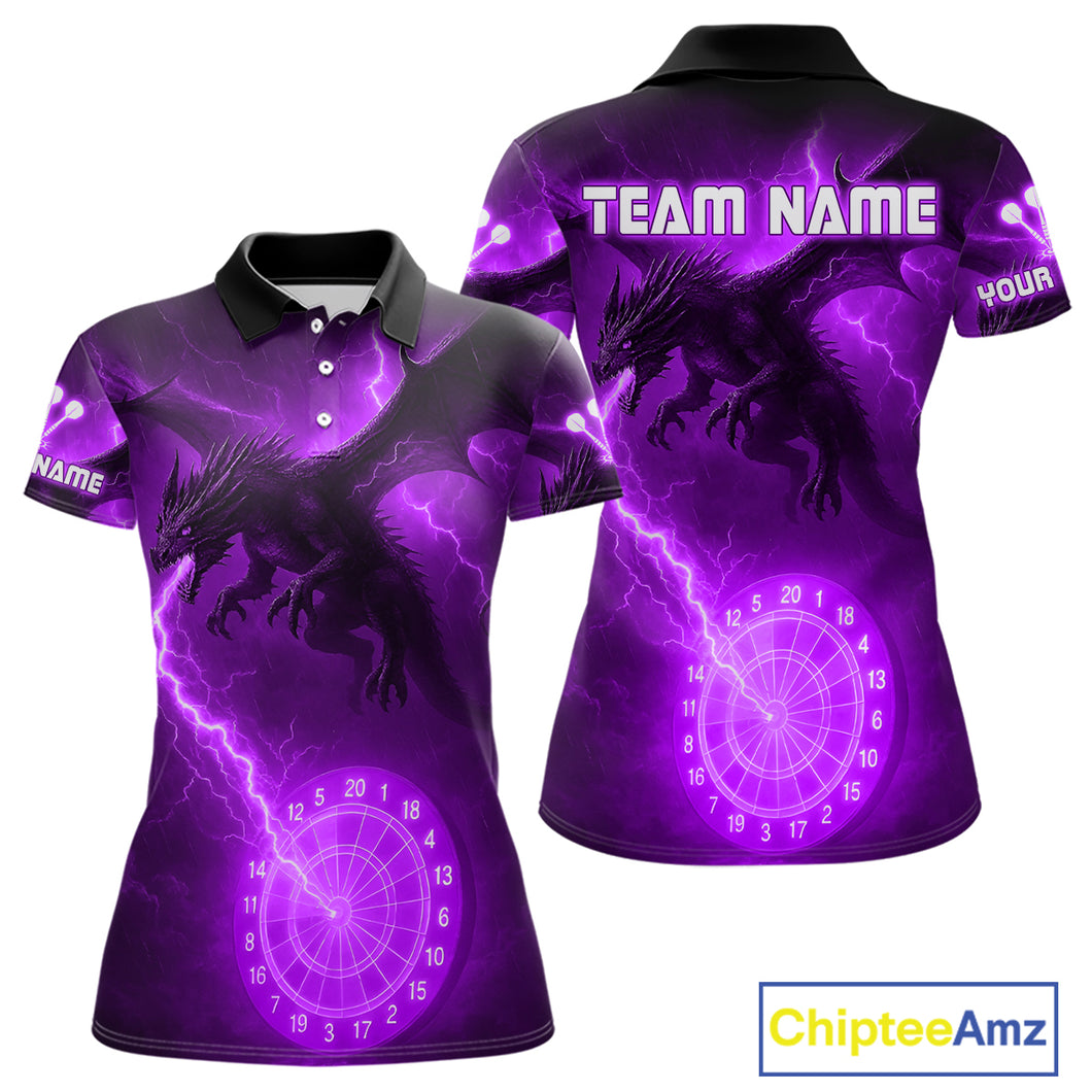 Custom Dragon Lightning Purple Dartboard Dart Team Shirt For Women, Outfits Dart Jerseys NYN1073