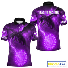Load image into Gallery viewer, Custom Dragon Lightning Purple Dartboard Dart Team Shirt For Men, Outfits Dart Jerseys NYN1073