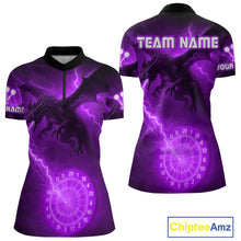 Load image into Gallery viewer, Custom Dragon Lightning Purple Dartboard Dart Team Shirt For Women, Outfits Dart Jerseys NYN1073