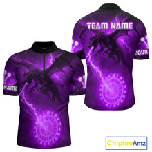 Load image into Gallery viewer, Custom Dragon Lightning Purple Dartboard Dart Team Shirt For Men, Outfits Dart Jerseys NYN1073
