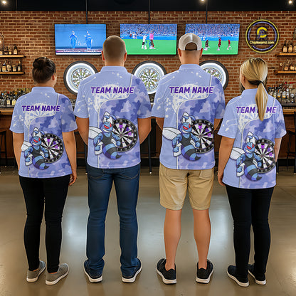 Custom Funny Bee Purple Camouflage Men Darts Polo League Shirts Splatter Dart Jerseys NYN2210