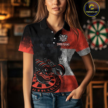 Load image into Gallery viewer, Custom Women&#39;s Darts Polo Jersey Scorpion Red &amp; Dartboard 3D Design For Darts Team NYN0766