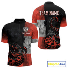 Load image into Gallery viewer, Custom Men's Darts 1/4-Zip Jersey Scorpion Red &amp; Dartboard 3D Design For Darts Team NYN0766