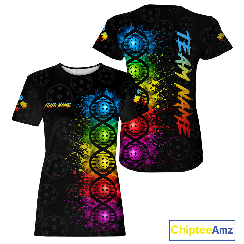 Colorful Splatter Pickleball Shirt Is In My Dna Custom Pickleball Tournament Team Uniform For Women NYN4114