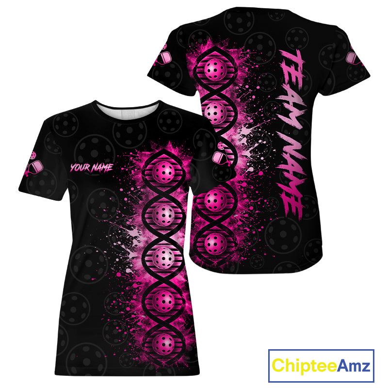 Pink Splatter Pickleball Shirt Is In My Dna Custom Pickleball Tournament Team Uniform For Women NYN4115